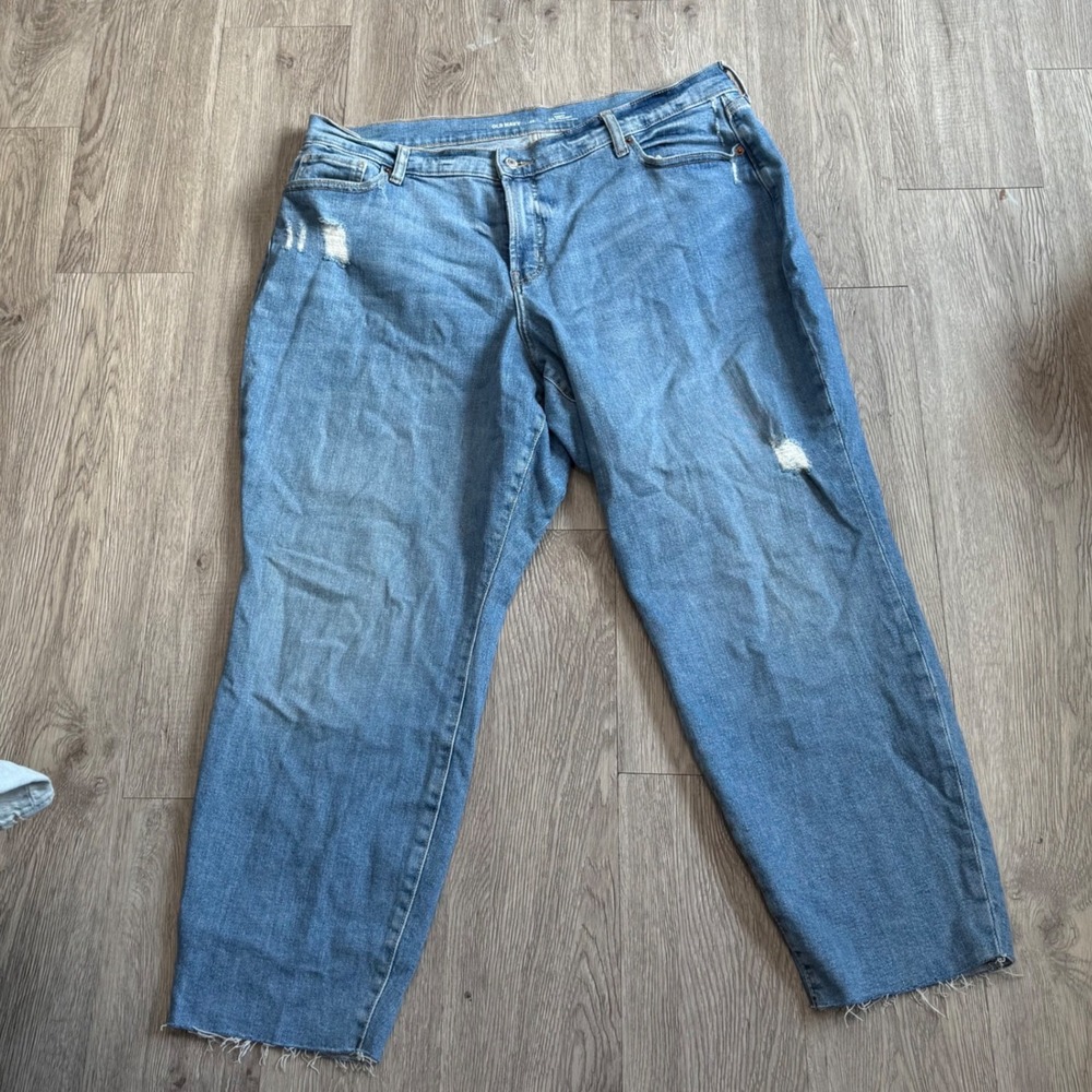 Old Navy Womens Curvy OG Straight High Rise Distressed Jeans Blue Size 20